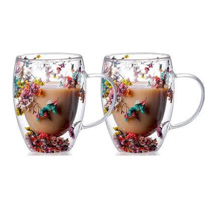 Handgefertigter doppelter Glasblumenbecher