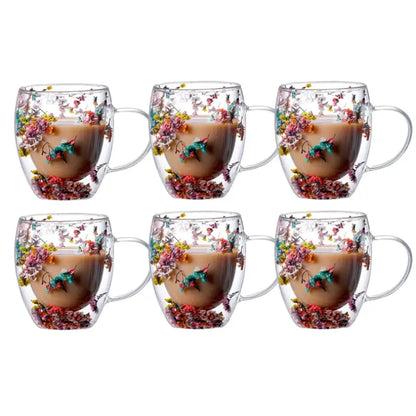 Handgefertigter doppelter Glasblumenbecher