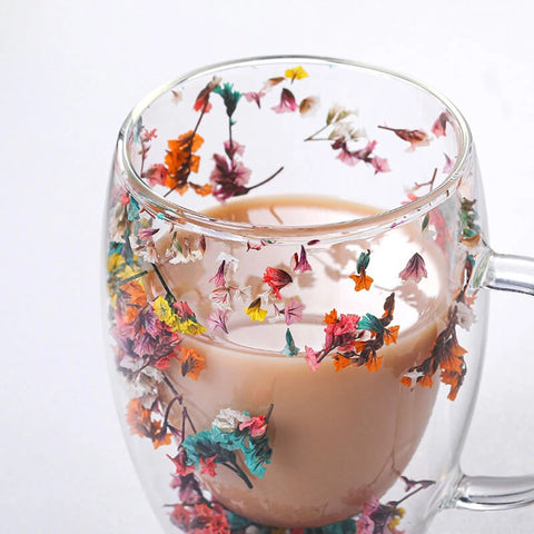 Handgefertigter doppelter Glasblumenbecher