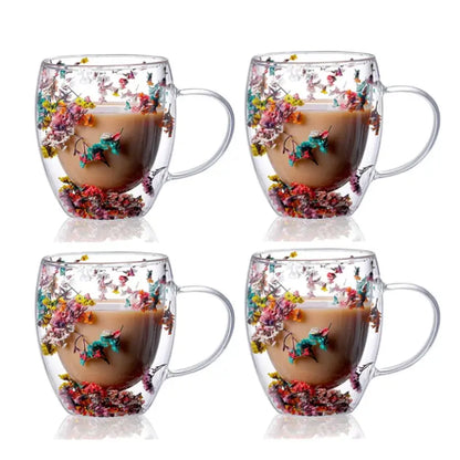 Handgefertigter doppelter Glasblumenbecher