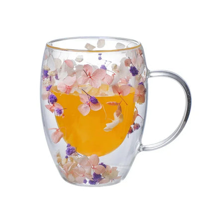 Handgefertigter doppelter Glasblumenbecher