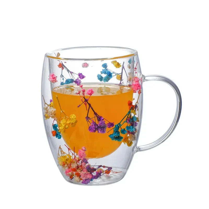 Handgefertigter doppelter Glasblumenbecher