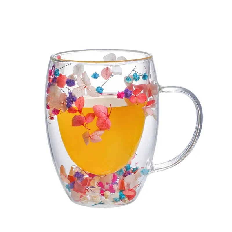 Handgefertigter doppelter Glasblumenbecher
