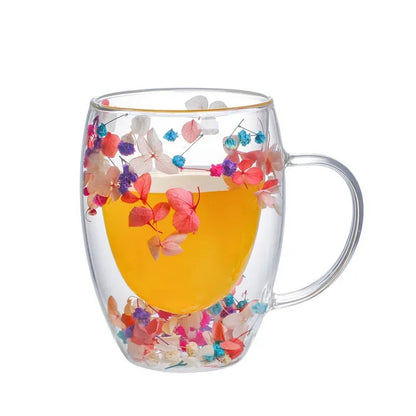 Handgefertigter doppelter Glasblumenbecher